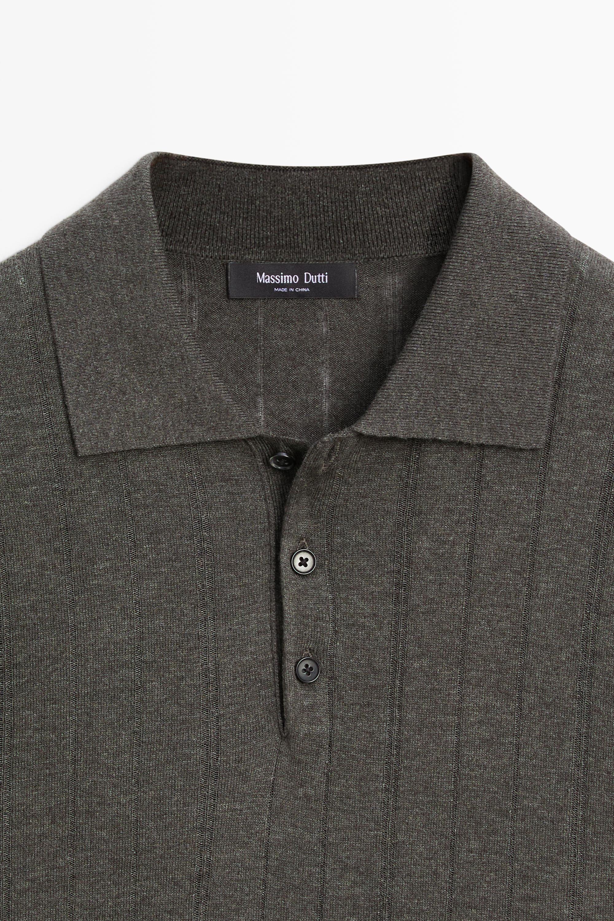 Knit cotton blend polo shirt with short sleeves